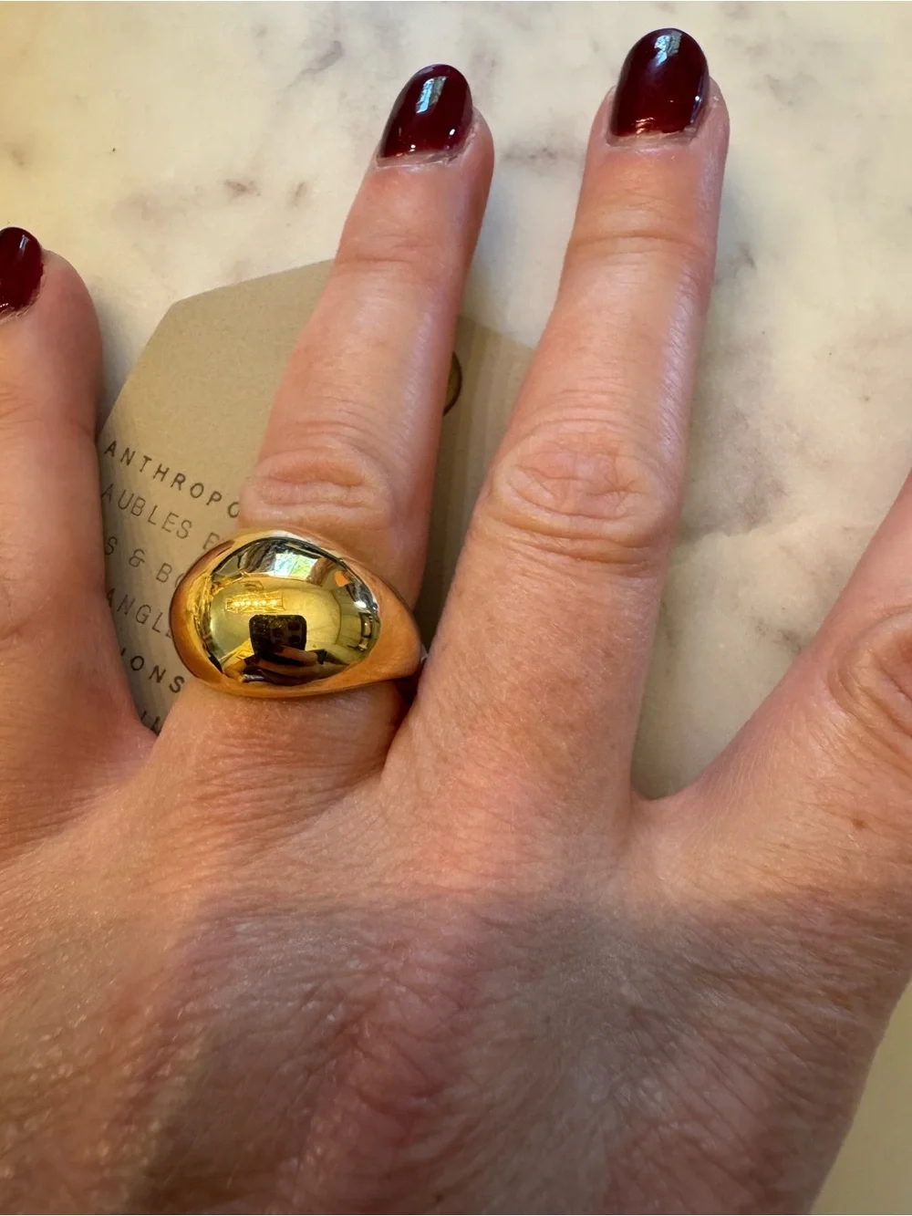 NWT Anthropologie Chunky Metal Stacking Ring in Gold